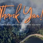 Thank you-note, Cameron Bluffs wildfire